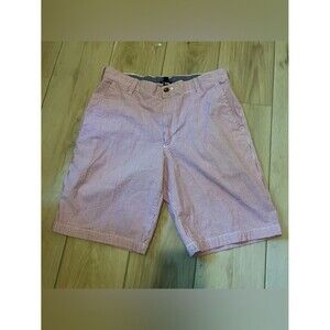 IZOD Men's Seersucker Shorts Red White‎ Striped Casual Summer Wear Size 34
